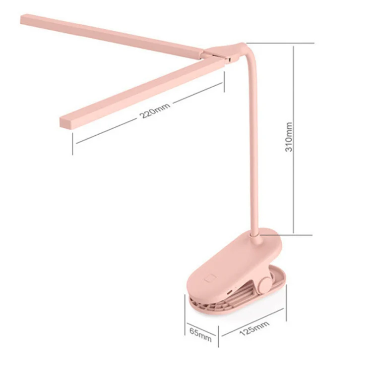 TD5 Double Lamp Head USB Desktop Clip Table Lamp,Style: Rechargeable Version (Green) - Image 3