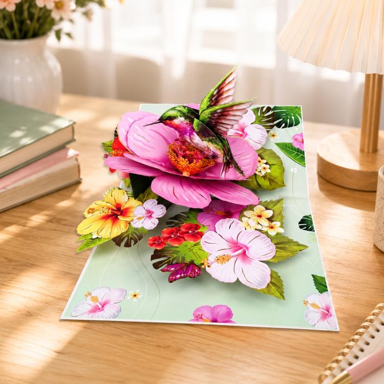 TeacherS Day 3D Paper-Cut Greeting Card(Green Hummingbird)