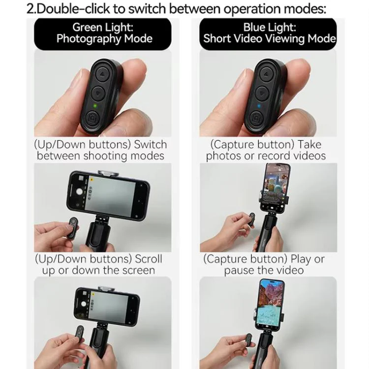 TELESIN P1-HSS-01 Clip Version 3 In 1 Cell Phone Holder Portable Desktop Fixed Bluetooth Remote Control Shooting Support Bracket - Image 14