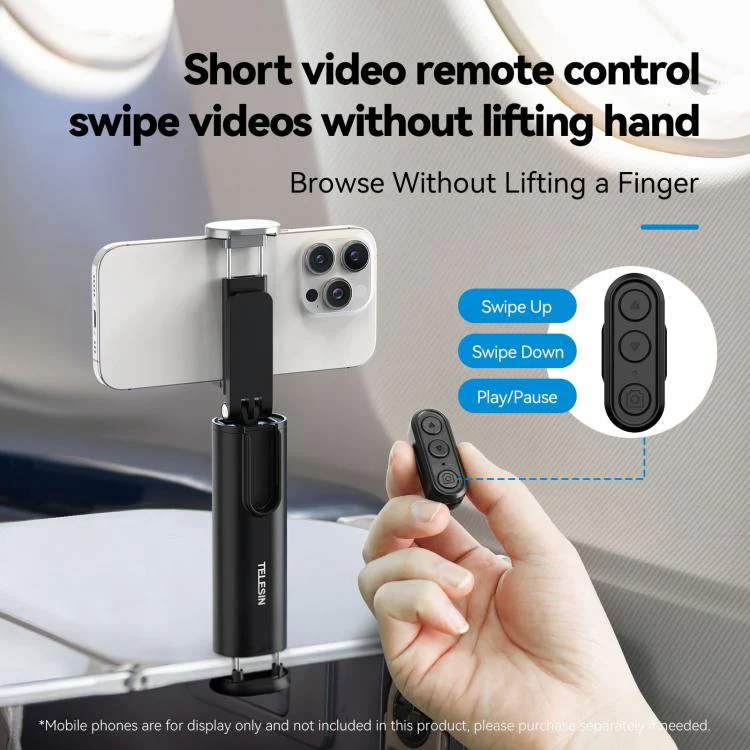 TELESIN P1-HSS-01 Clip Version 3 In 1 Cell Phone Holder Portable Desktop Fixed Bluetooth Remote Control Shooting Support Bracket - Image 6