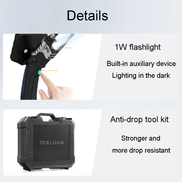 Teslong NTS300 5 Inch HD Large Screen Industrial Inspection Borescope Auto Repair Tools, Specification: 7.6mm-1M - Image 9