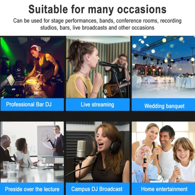 TEYUN NA6 6-channel Small Mixing Console Mobile Phone Sound Card Live Broadcast Computer Recording Console Processor, EU Plug(Black) - Image 7