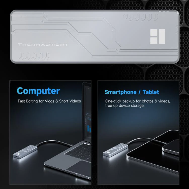 THERMALRIGHT HR-EB109 M.2 NVMe SSD Enclosure with USB to Type-C Cable & Type-C to Type-C Cable(Grey) - Image 11