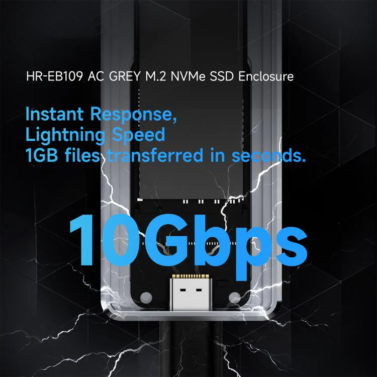 THERMALRIGHT HR-EB109 M.2 NVMe SSD Enclosure with USB to Type-C Cable & Type-C to Type-C Cable(Grey) - Image 7