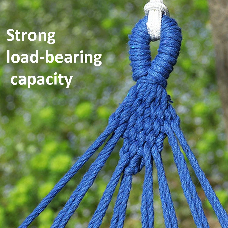 Thick Canvas Hammock Field Rollover Prevention Outdoor Hammock Swing 260x100 With Stick (Blue Stripes) - Image 5