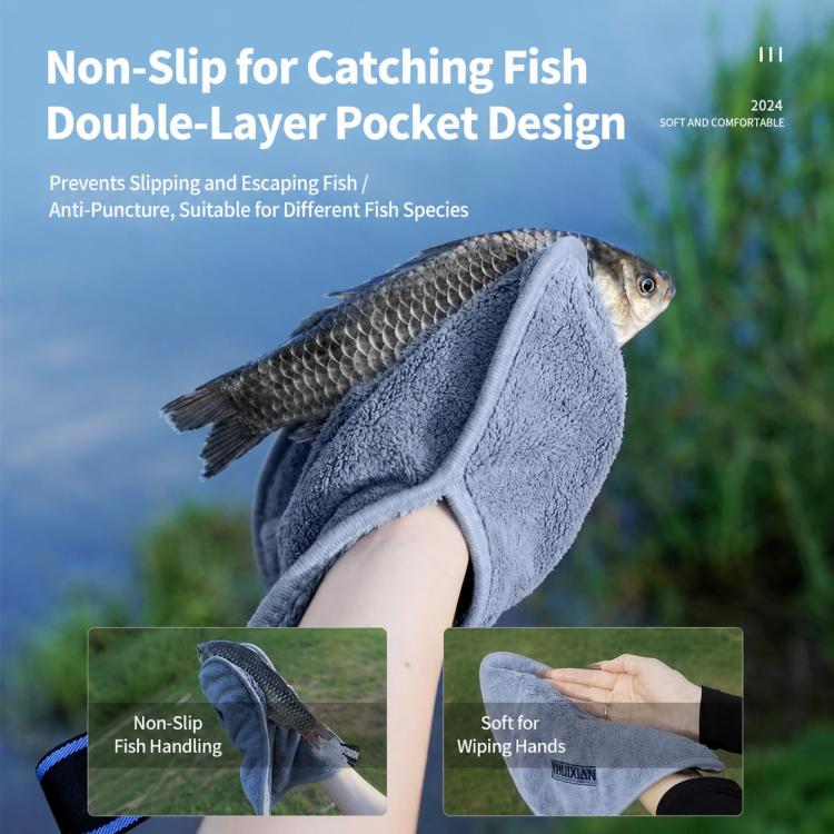 Thick Water Wiping Fishing Towel with Carabiner Fish Handling Cloth, Style:Double-layer - Image 6