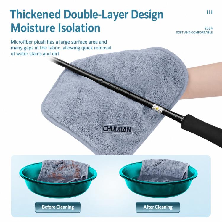Thick Water Wiping Fishing Towel with Carabiner Fish Handling Cloth, Style:Double-layer - Image 8
