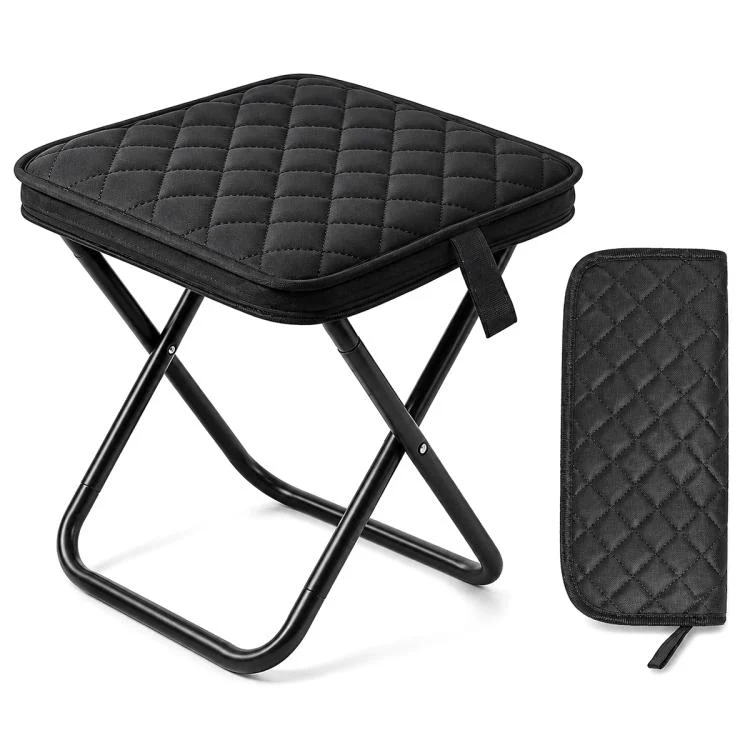 Thickened Padded Handbag Style Portable Folding Stool(Black)