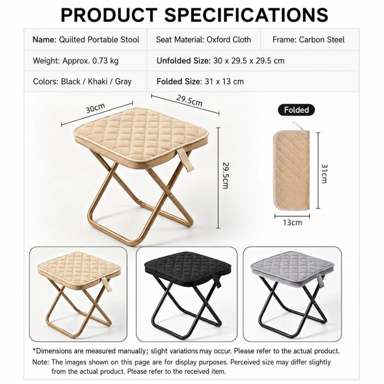 Thickened Padded Handbag Style Portable Folding Stool(Black) - Image 15