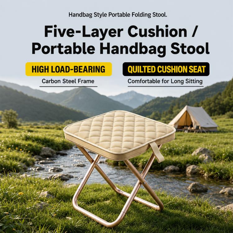 Thickened Padded Handbag Style Portable Folding Stool(Grey) - Image 2