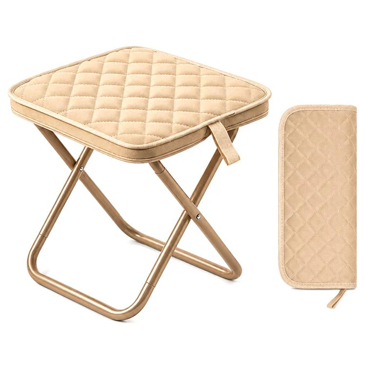 Thickened Padded Handbag Style Portable Folding Stool(Khaki)