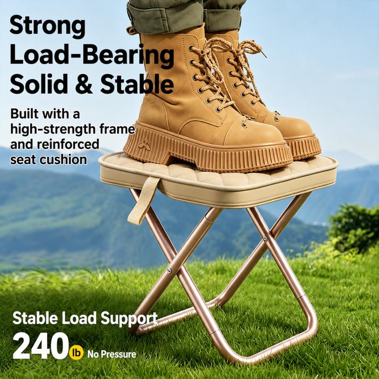 Thickened Padded Handbag Style Portable Folding Stool(Khaki) - Image 5