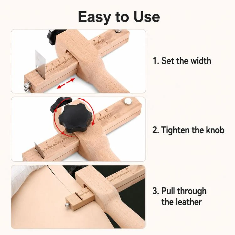 Thickness Adjustable Leather Belt Cutting Wood Handle Cutter(20cm x 17cm) - Image 11
