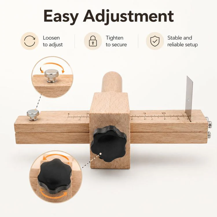 Thickness Adjustable Leather Belt Cutting Wood Handle Cutter(20cm x 17cm) - Image 7