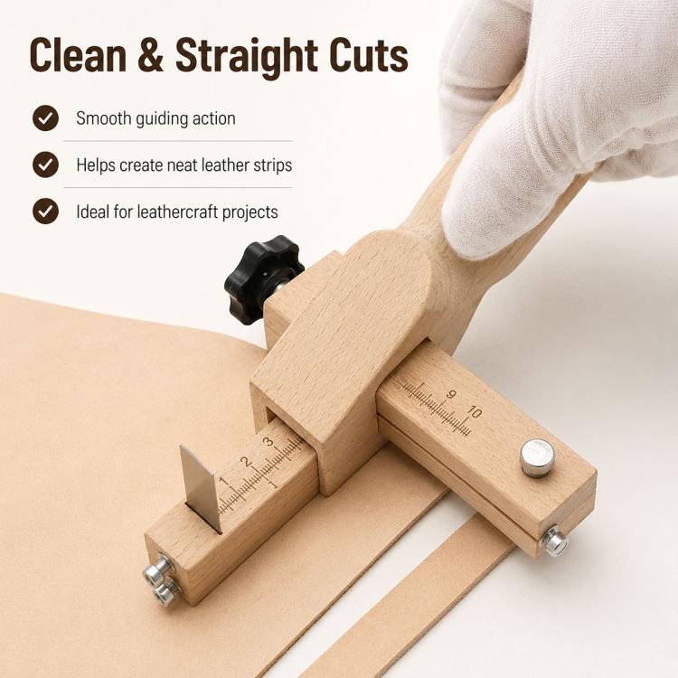 Thickness Adjustable Leather Belt Cutting Wood Handle Cutter(20cm x 17cm) - Image 9