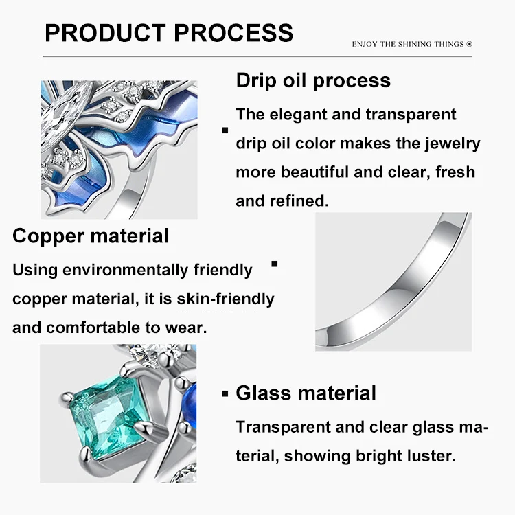 Three-Dimensional Gradient Ice And Snow Butterfly Open Ring Copper Adjustable Retro Ring(YIR247-E) - Image 5