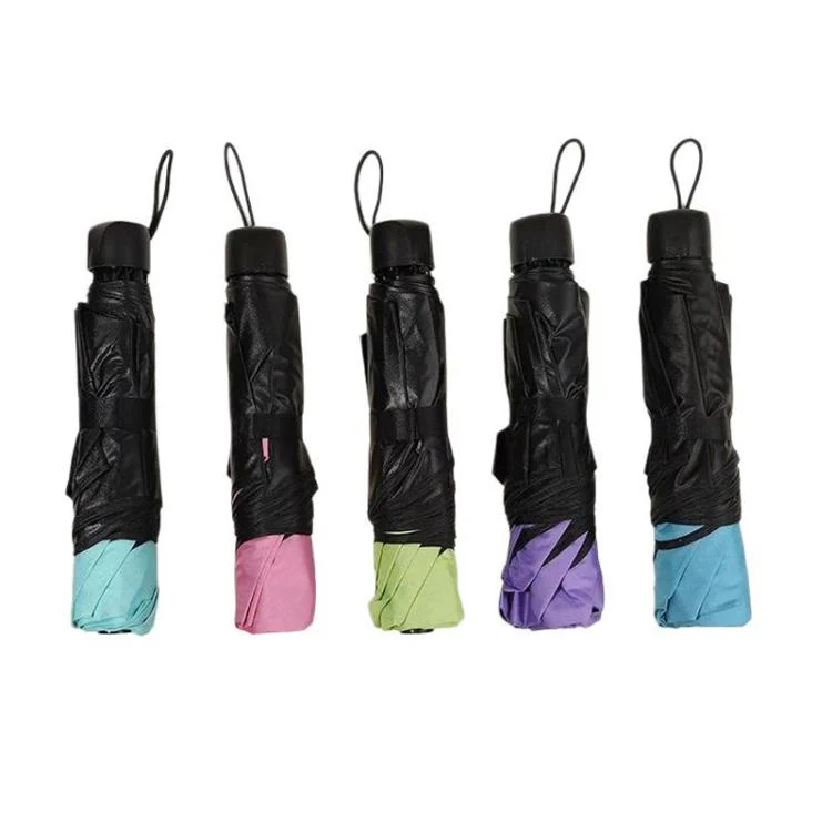 Three-fold Thickened Black Vinyl Sunshade Umbrella Blooms When Wet For Both Sunny and Rainy Days(Light Green) - Image 2