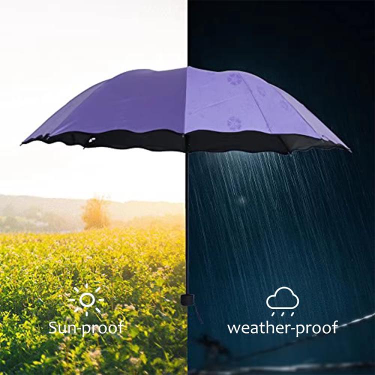 Three-fold Thickened Black Vinyl Sunshade Umbrella Blooms When Wet For Both Sunny and Rainy Days(Sky Blue) - Image 5