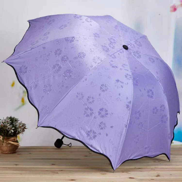 Three-fold Thickened Black Vinyl Sunshade Umbrella Blooms When Wet For Both Sunny and Rainy Days(Sky Blue) - Image 6