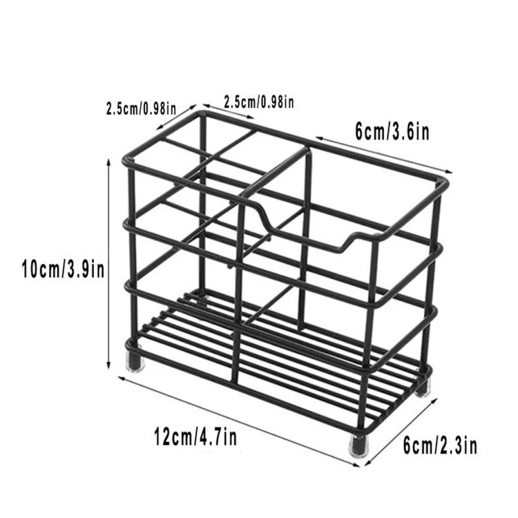 Toothbrush Razor Storage Rack Wrought Iron Oral Care Skincare Accessories Square Holder(Black) - Image 3