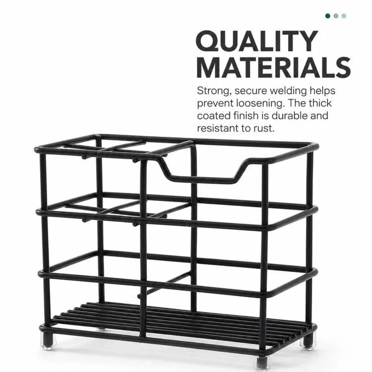 Toothbrush Razor Storage Rack Wrought Iron Oral Care Skincare Accessories Square Holder(Black) - Image 4