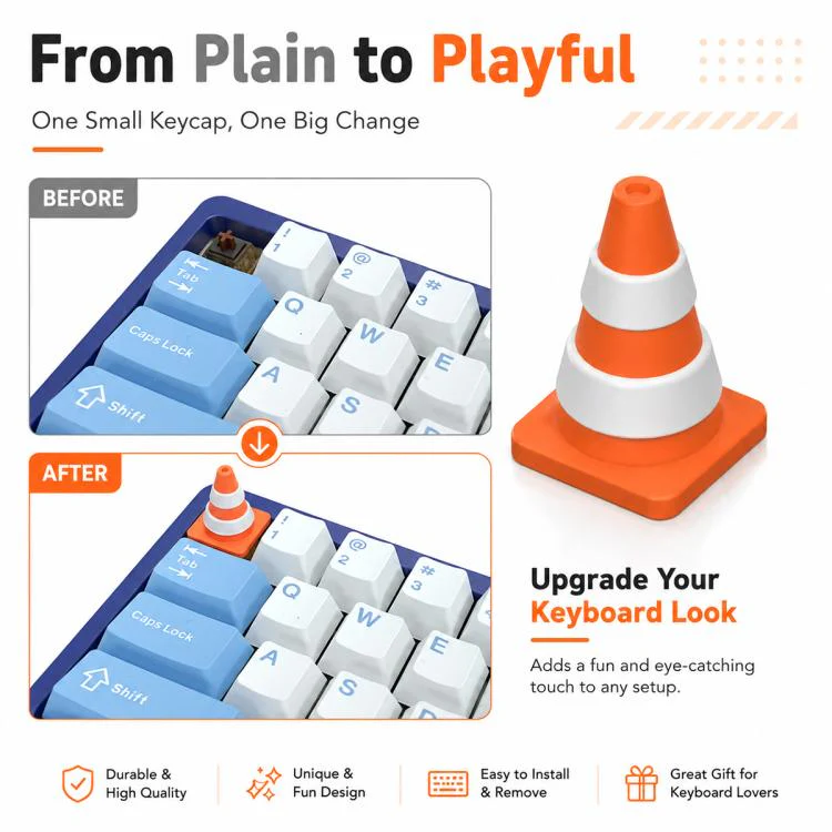 Traffic Cone Shape Mechanical Keyboard Keycap(Traffic Cone) - Image 10