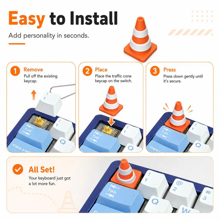 Traffic Cone Shape Mechanical Keyboard Keycap(Traffic Cone) - Image 6