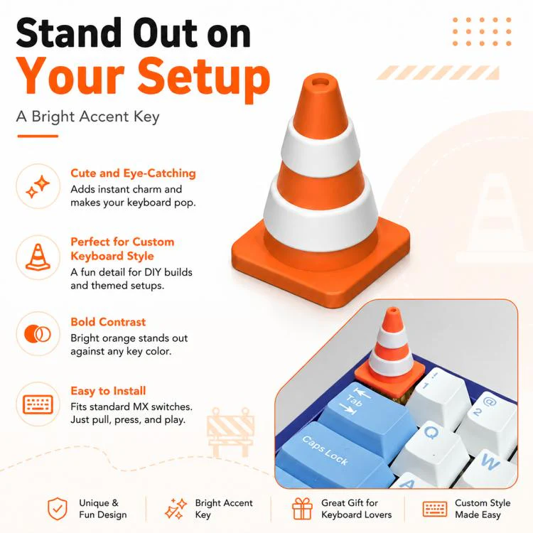Traffic Cone Shape Mechanical Keyboard Keycap(Traffic Cone) - Image 9