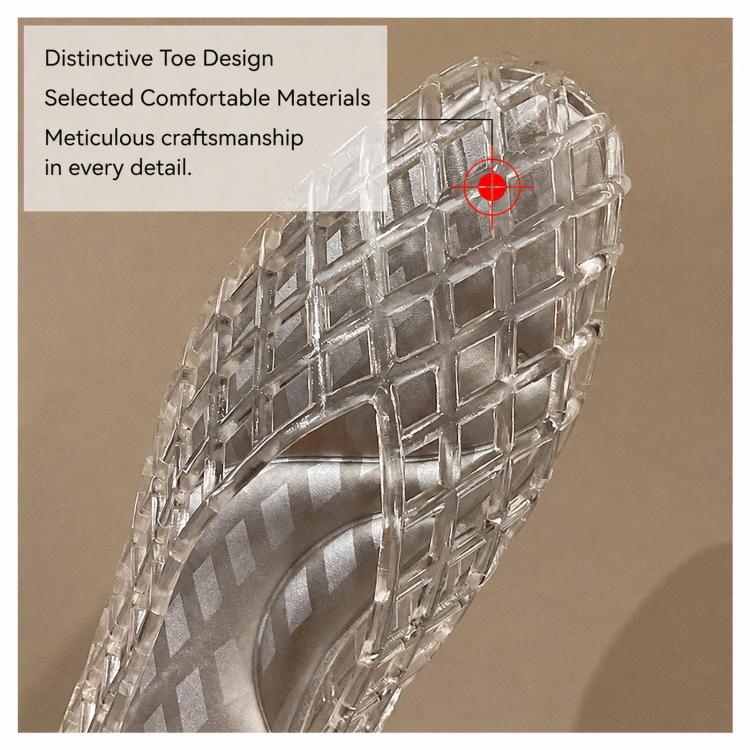 Transparent Jelly Crystal Toe-Cap Flat Hollow Sandals Breathable comfortable Shoes, Size: 38(White) - Image 6