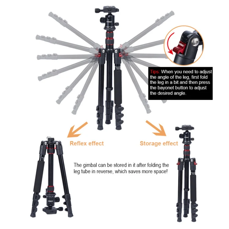 TRIOPO Oubao A-208S Adjustable Portable Aluminum Alloy Tripod with Ball Head for SLR Camera - Image 5