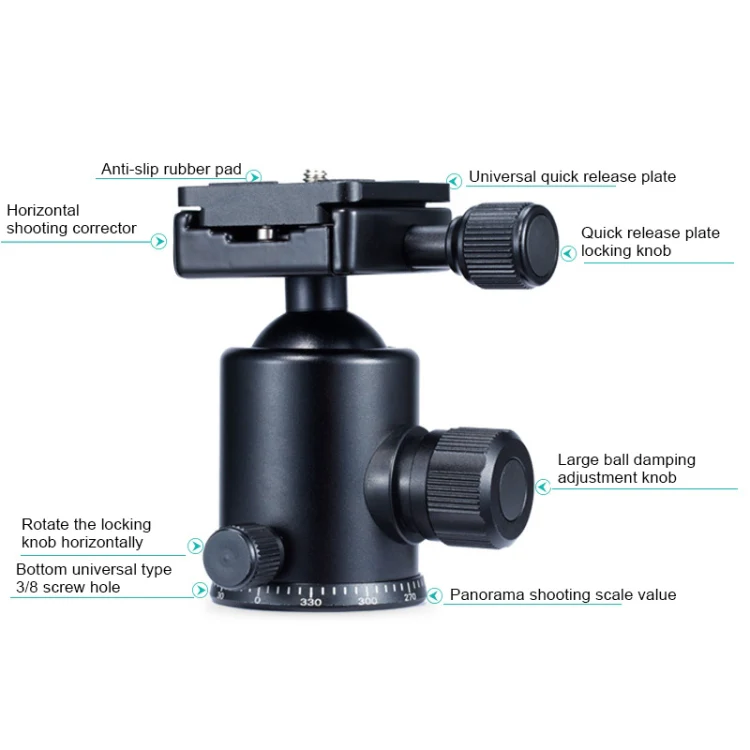 TRIOPO Oubao A-308S Adjustable Portable Aluminum Alloy Tripod with Ball Head for SLR Camera - Image 10