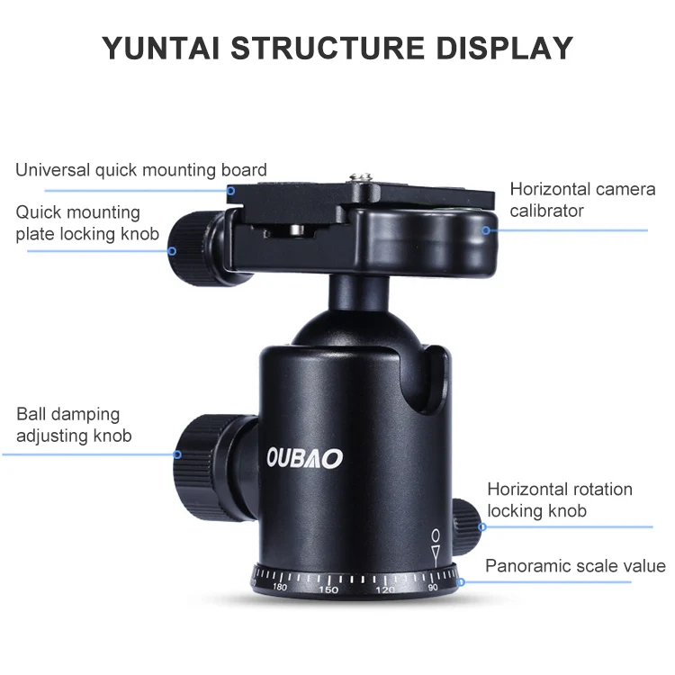 TRIOPO Oubao A-608S  Adjustable Portable  Aluminum Alloy Tripod with Ball Head for SLR Camera - Image 8