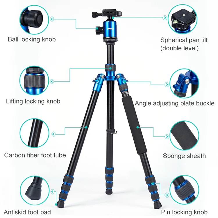 TRIOPO Oubao A-688 Adjustable Portable Aluminum Alloy Tripod with Ball Head for SLR Camera - Image 5