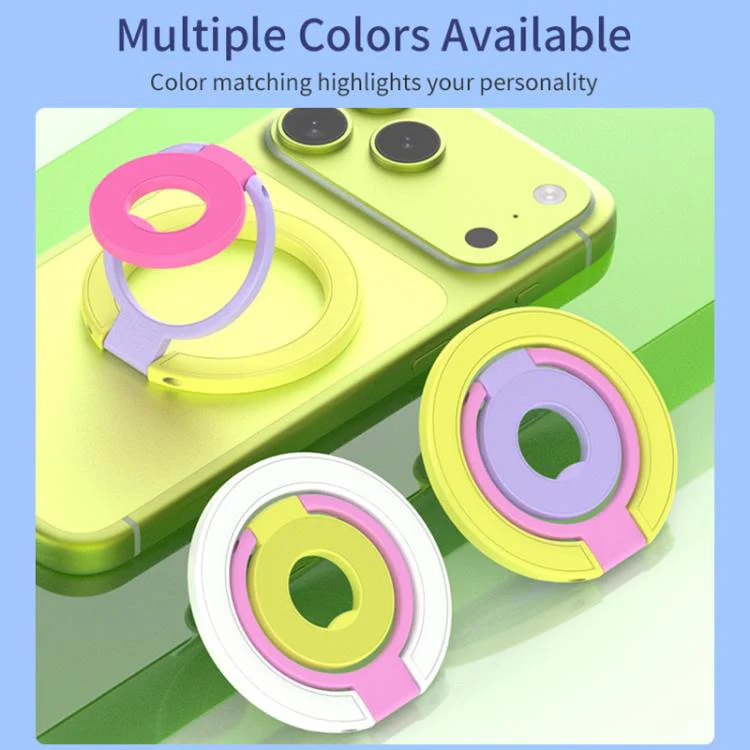 Triple Color Design 360 Degree Rotation Ring Buckle Magnetic Phone Holder(Blue White Yellow) - Image 4