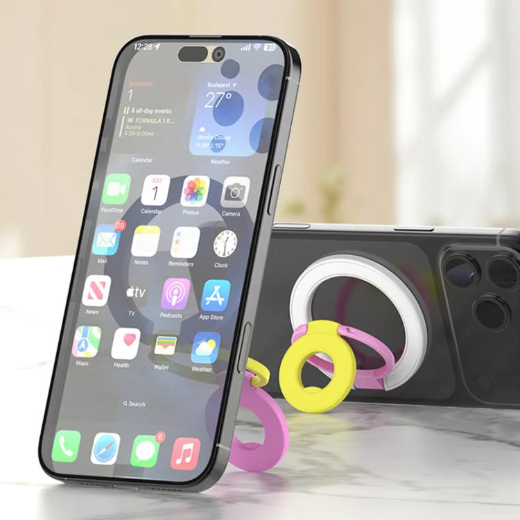 Triple Color Design 360 Degree Rotation Ring Buckle Magnetic Phone Holder(Blue White Yellow) - Image 9