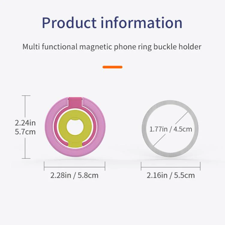 Triple Color Design 360 Degree Rotation Ring Buckle Magnetic Phone Holder(White Pink Yellow) - Image 10