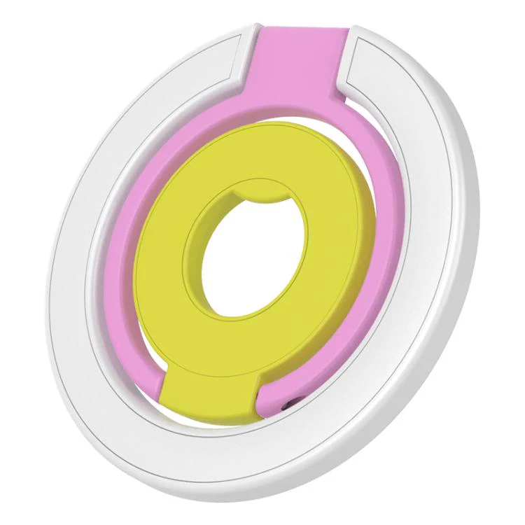 Triple Color Design 360 Degree Rotation Ring Buckle Magnetic Phone Holder(White Pink Yellow) - Image 2