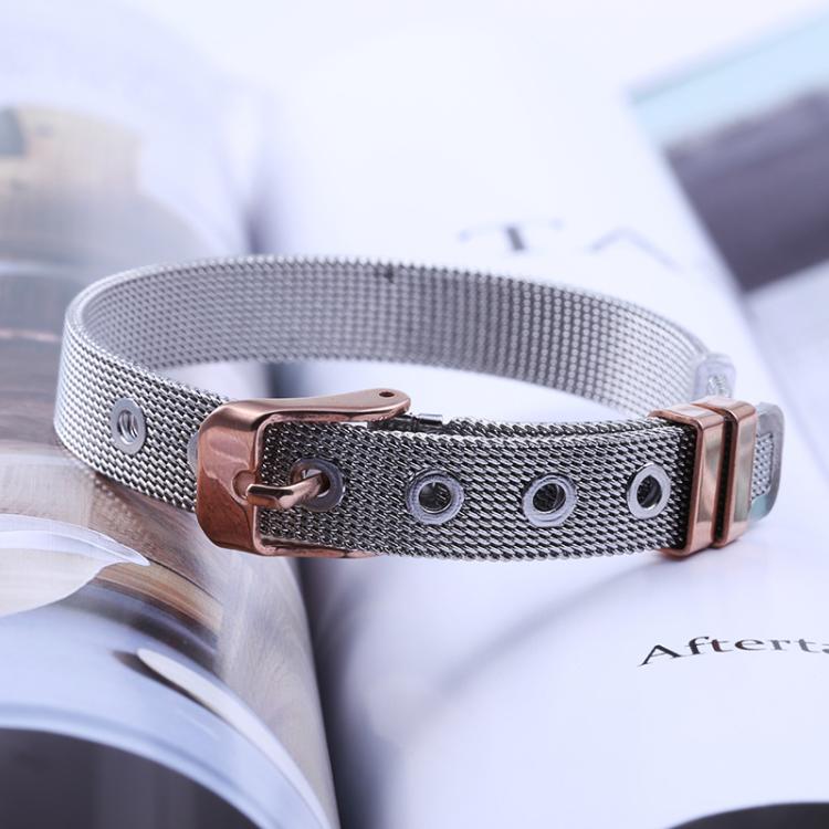 Two-Color DIY Keeper Bracelet Vacuum Electroplated Stainless Steel Watch Strap 10mm Steel Mesh Bracelet(Gold) - Image 4