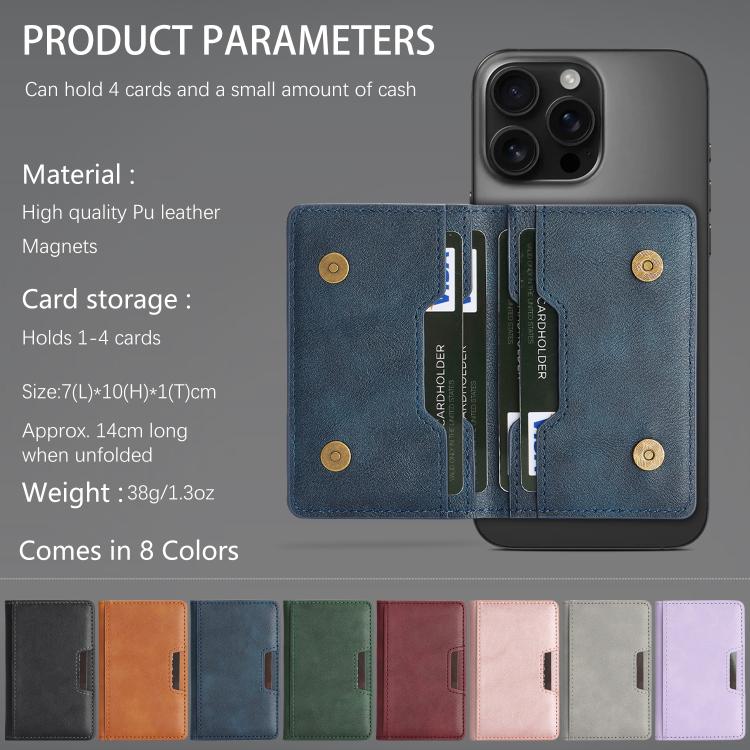 Two-Fold Magnetic Vegan Leather Card Bag(Blue) - Image 8