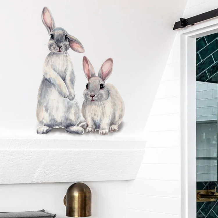 Two Rabbits Home Decoration Removable Wall Stickers - Image 5