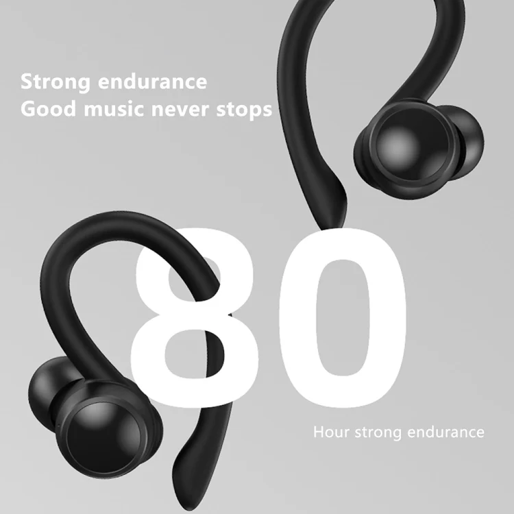 TWS Ear-Mounted LED Digital Display Noise Reduction Bluetooth Earphones With Power Bank Function(Black) - Image 6