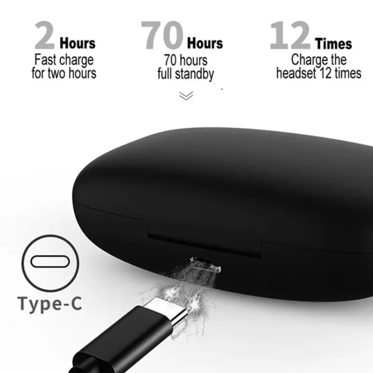 TWS Ear-mounted Noise Reduction LED Dual-battery Display Bluetooth Earphones(T16 Black) - Image 6