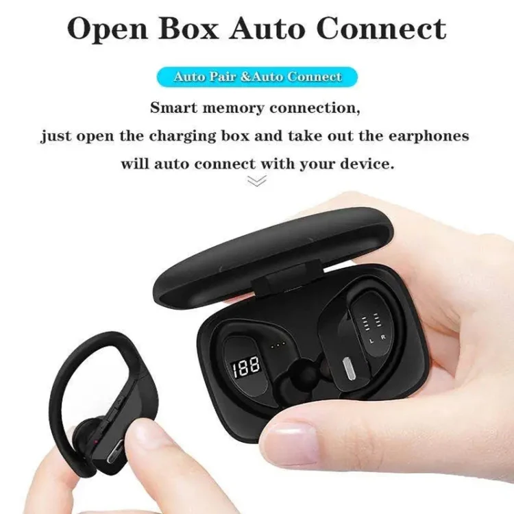 TWS Ear-mounted Noise Reduction LED Dual-battery Display Bluetooth Earphones(T16 Blue) - Image 4