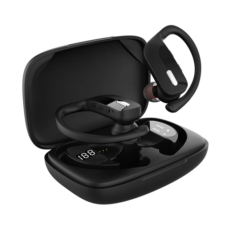 TWS Ear-mounted Noise Reduction LED Dual-battery Display Bluetooth Earphones(T17 Black)
