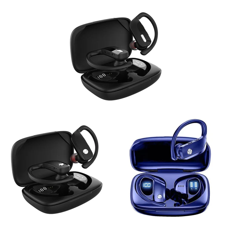 TWS Ear-mounted Noise Reduction LED Dual-battery Display Bluetooth Earphones(T17 Black) - Image 2