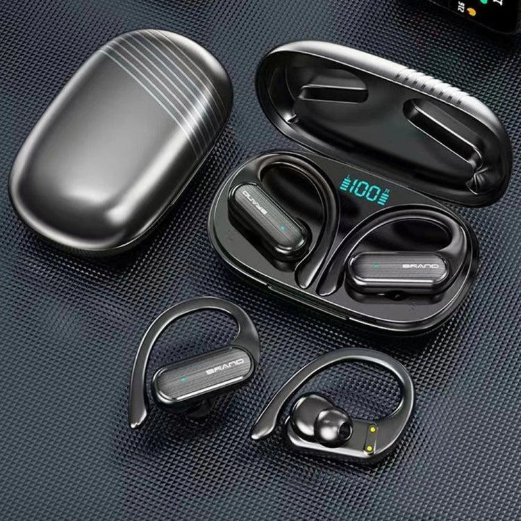 TWS Ear-mounted Sports Waterproof LED Digital Display Wireless Bluetooth Earphones(Black) - Image 2