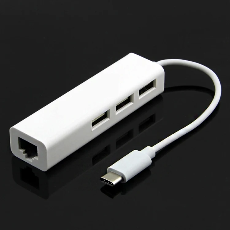 Type-C to 3 x USB and RJ45 Multi-function Adapter, Length: 13cm(White) - Image 2