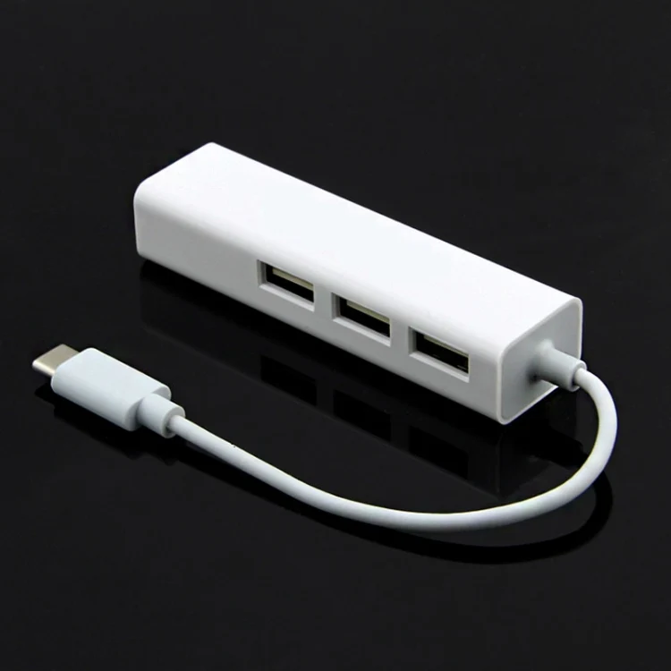 Type-C to 3 x USB and RJ45 Multi-function Adapter, Length: 13cm(White) - Image 3