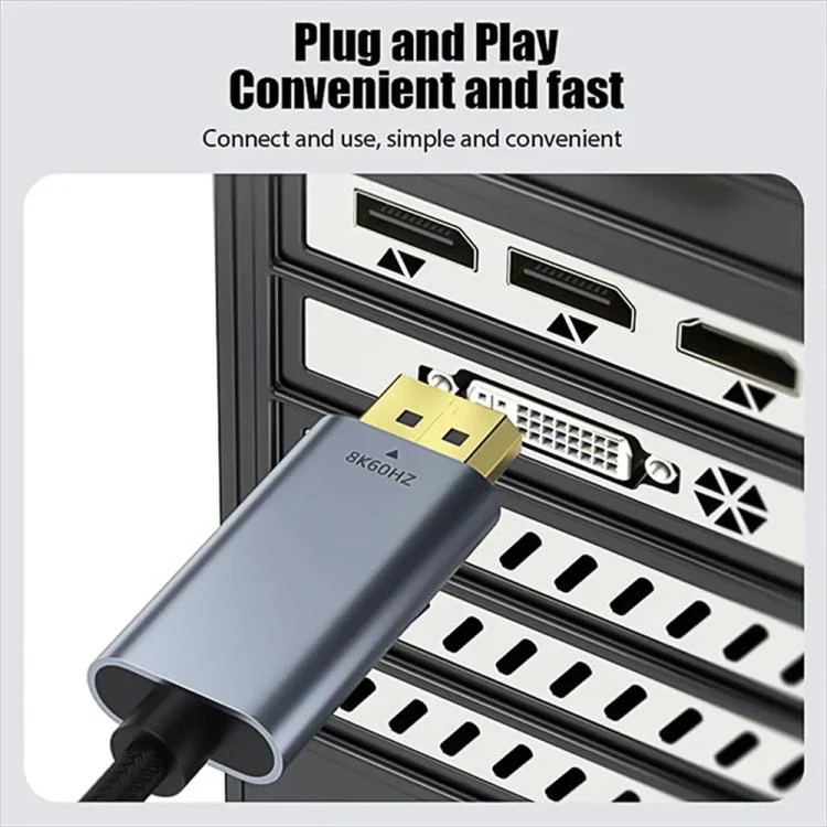 Type-C to DisplayPort 1.4 Ultra HD 8K Video Adapter Braided Cable, Length:2m 8K Bidirectional(Black Silver) - Image 15