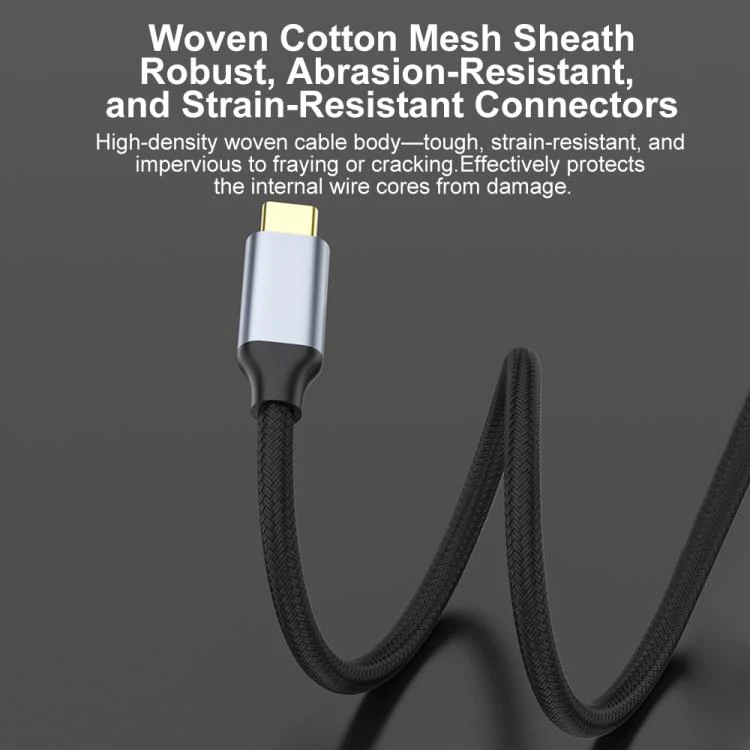 Type-C to DisplayPort 1.4 Ultra HD 8K Video Adapter Braided Cable, Length:2m(Black Silver) - Image 8